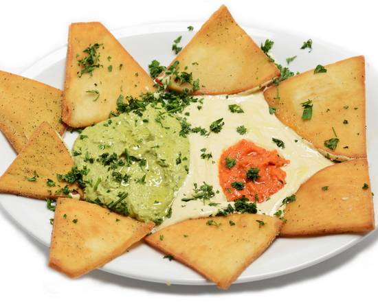 Order Pita Chips with 2 Dips food online from George's Greek Grill-Fig at 7th store, Los Angeles on bringmethat.com