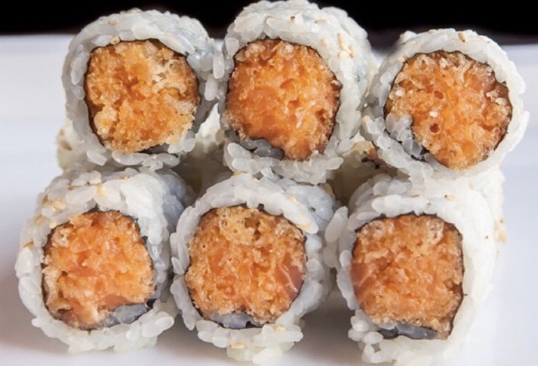 Order J40. Spicy Salmon Roll food online from Fu Ji Restaurant store, Stamford on bringmethat.com