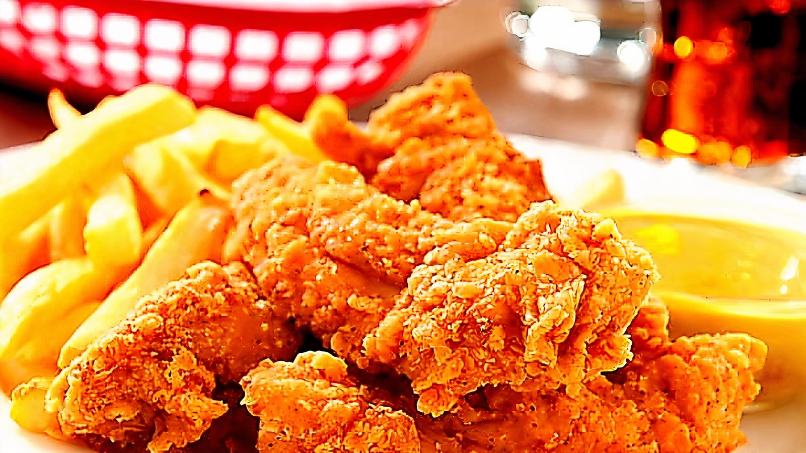 Order Three Piece Chicken Tenders with Fries food online from Kennedy Fried Chicken Halal store, Woodbridge Township on bringmethat.com