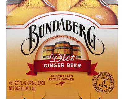 Order Bundaberg, Diet Ginger Beer, (12 Fi oz), 4 pack food online from Sousa Wines & Liquors store, Mountain View on bringmethat.com