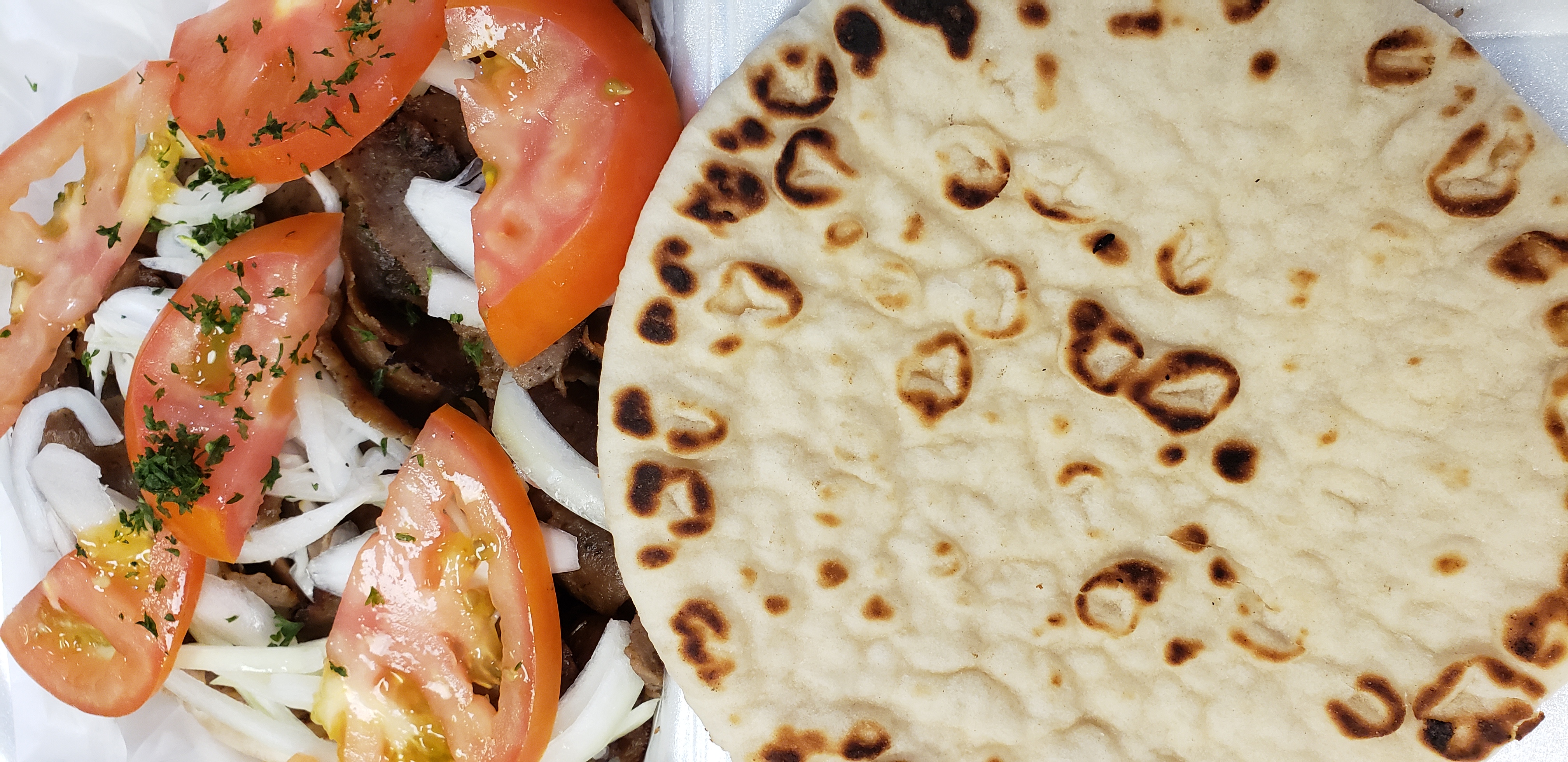 Order Gyro Plate (Double Gyro Double Pita) food online from The Grill Effect store, Lisle on bringmethat.com
