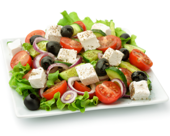 Order Greek Salad food online from Halal Chicken Gyros Co store, Fremont on bringmethat.com