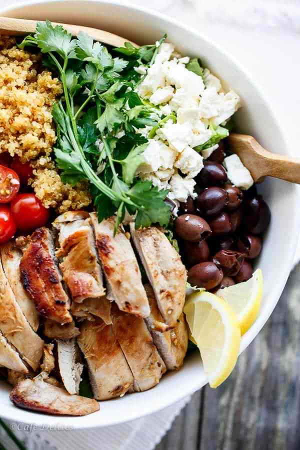 Order Balsamic Chickenless Salad with Lemon Quinoa food online from Just Tofuing Around store, Garland on bringmethat.com