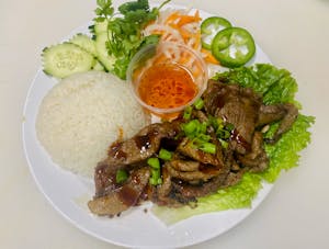 Order Grilled Sliced Pork Rice Plate food online from Banh Mi Express store, Brentwood on bringmethat.com