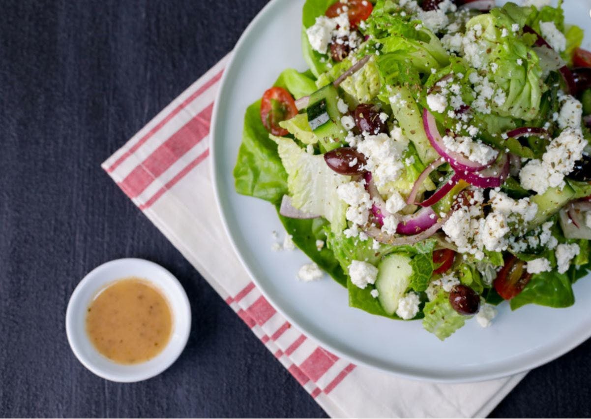 Order Greek Salad - Greek Salad food online from Patxi Pizza store, Campbell on bringmethat.com
