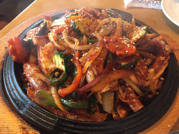 Order K10. Spicy Squid food online from Blue Ginger Korean BBQ store, Bellevue on bringmethat.com