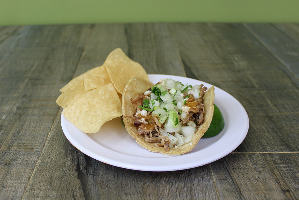 Order Carnitas Taco food online from Benny's tacos & chicken rotisserie store, Los Angeles on bringmethat.com