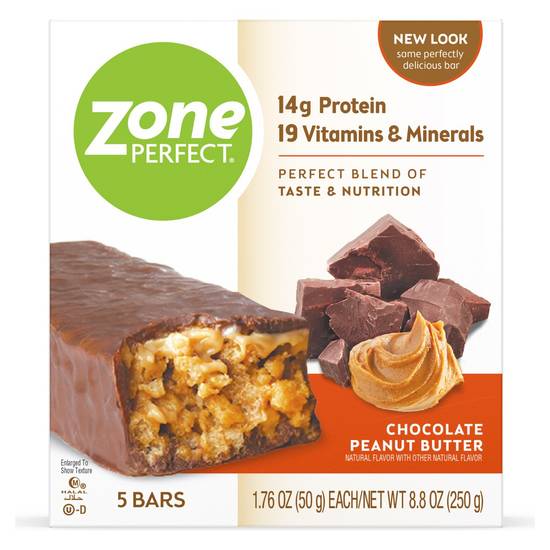 Order ZonePerfect Protein Bars Chocolate Peanut Butter (1.76 oz x 5 ct) food online from Rite Aid store, GLOVERSVILLE on bringmethat.com