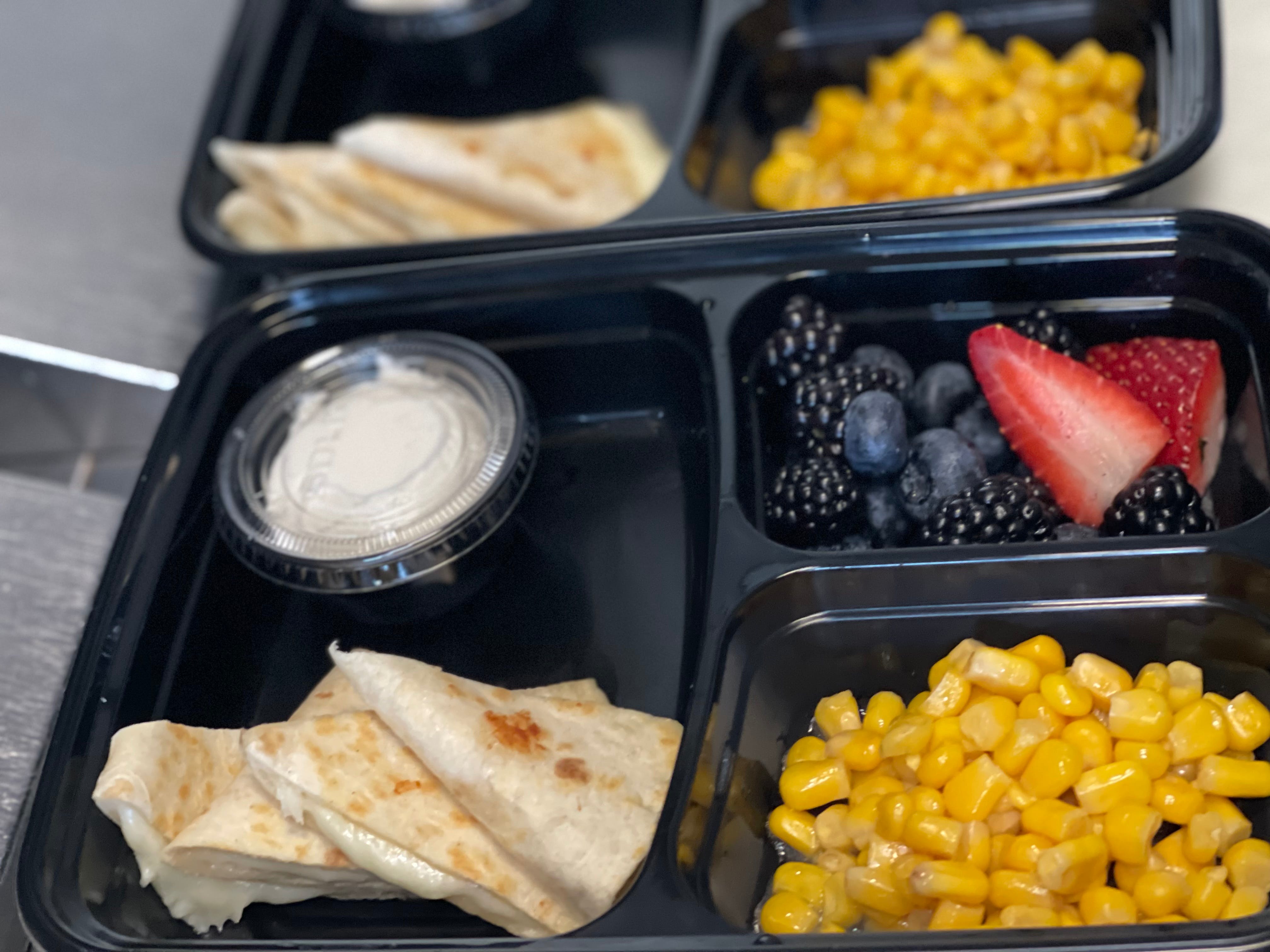 Order Kid's Cheese Quesadilla, Steamed Corn, Mix Berries Lunch - Lunch food online from Four Brothers Pizza store, Westport on bringmethat.com