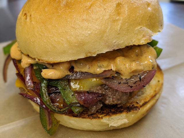 Order Southwest Beef Burger food online from Root 11 Bistro store, Bloomsburg on bringmethat.com
