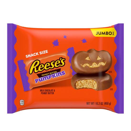 Order REESE'S Milk Chocolate Peanut Butter Pumpkins Snack Size Candy, 16.2 OZ food online from Cvs store, HOBART on bringmethat.com