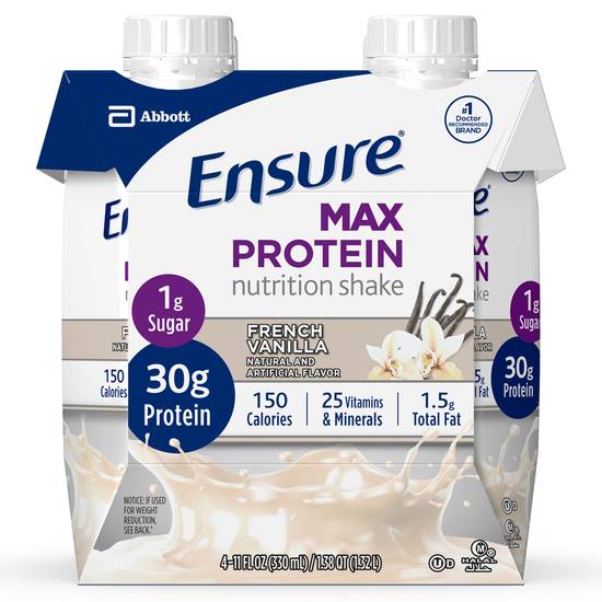 Order Ensure Max Protein Ready-to-Drink Nutrition Shake French Vanilla (11 oz x 4 ct) food online from Rite Aid store, EAST AURORA on bringmethat.com