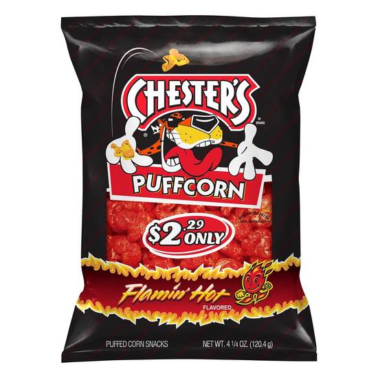 Order Chester's · Puffcorn Flamin' Hot Popcorn (4.3 oz) food online from Mesa Liquor store, Mesa on bringmethat.com
