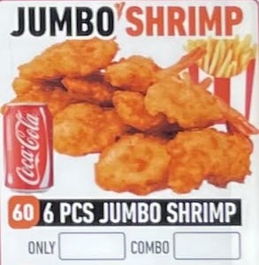 Order #60 6 PCS Jumbo Shrimp Combo W/ Fries & Soda food online from Jersey Kabob Platter & Pizza store, Monroe Township on bringmethat.com
