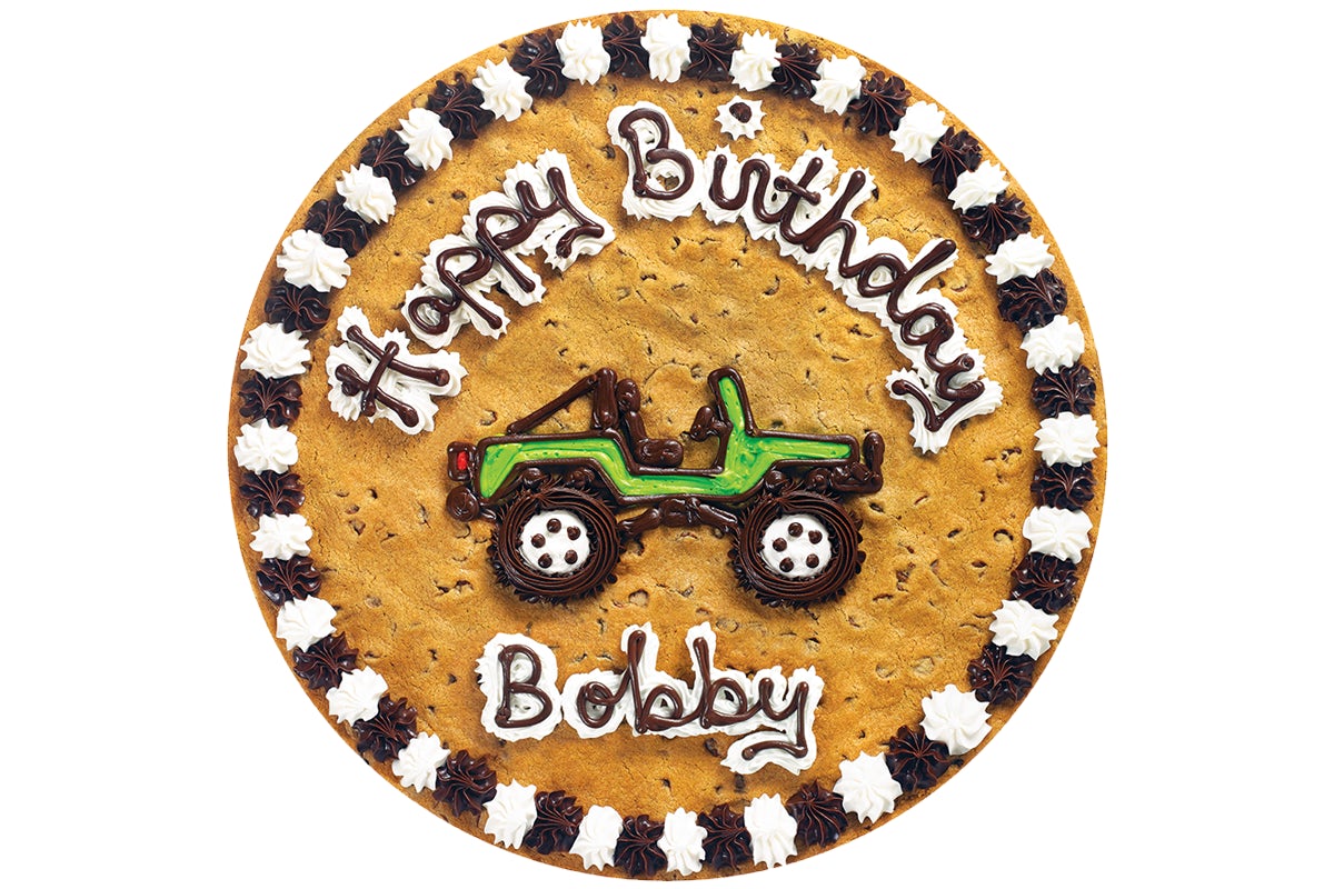 Order Jeep Happy Birthday - B1022  food online from Great American Cookies - Bel Air Mall store, Mobile on bringmethat.com