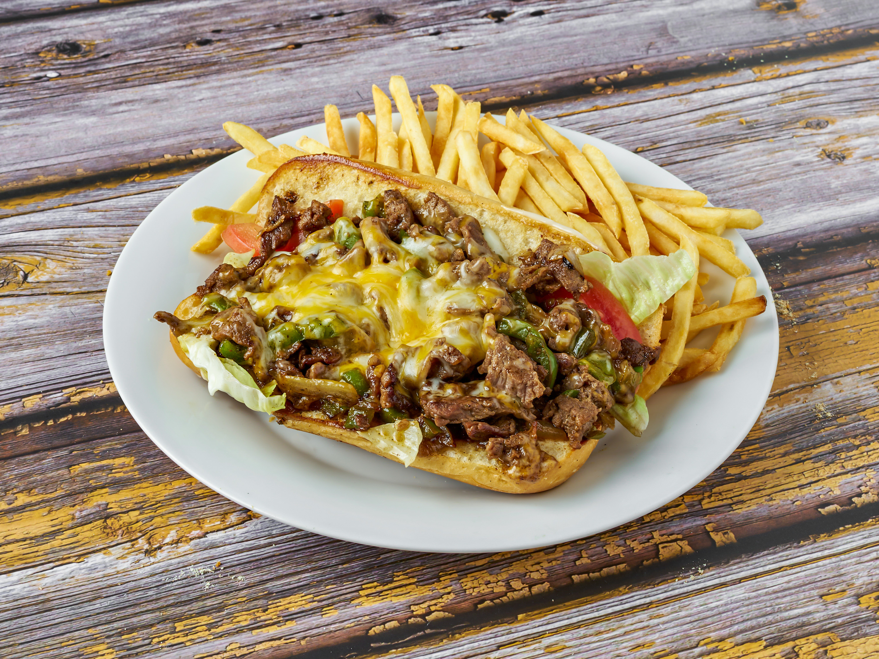 Order Philly Steak Sandwich food online from The Original Shark Fish And Chicken store, Danville on bringmethat.com