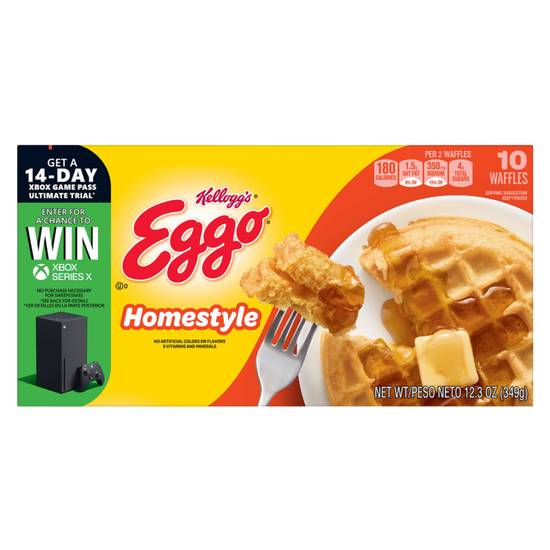 Order Kellogg's Frozen Eggo Homestyle Waffles 10ct 12.3oz food online from Everyday Needs by Gopuff store, Waltham on bringmethat.com