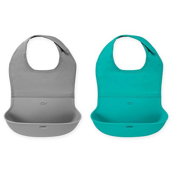 Order OXO Tot® 2-Pack Roll Up Bibs in Grey/Teal food online from Bed Bath & Beyond store, Lancaster on bringmethat.com