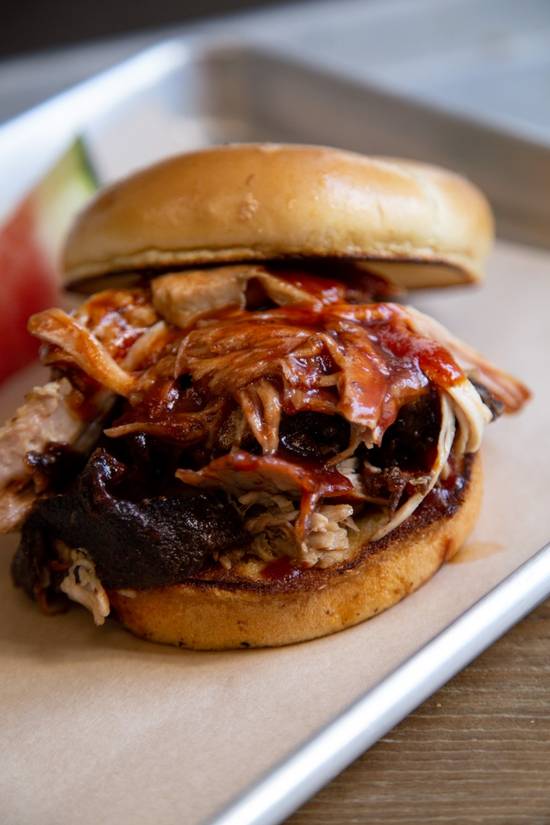 Order Pulled Pork Sandwich food online from Scott's Kitchen and Catering at Hangar 29 store, Kansas City on bringmethat.com