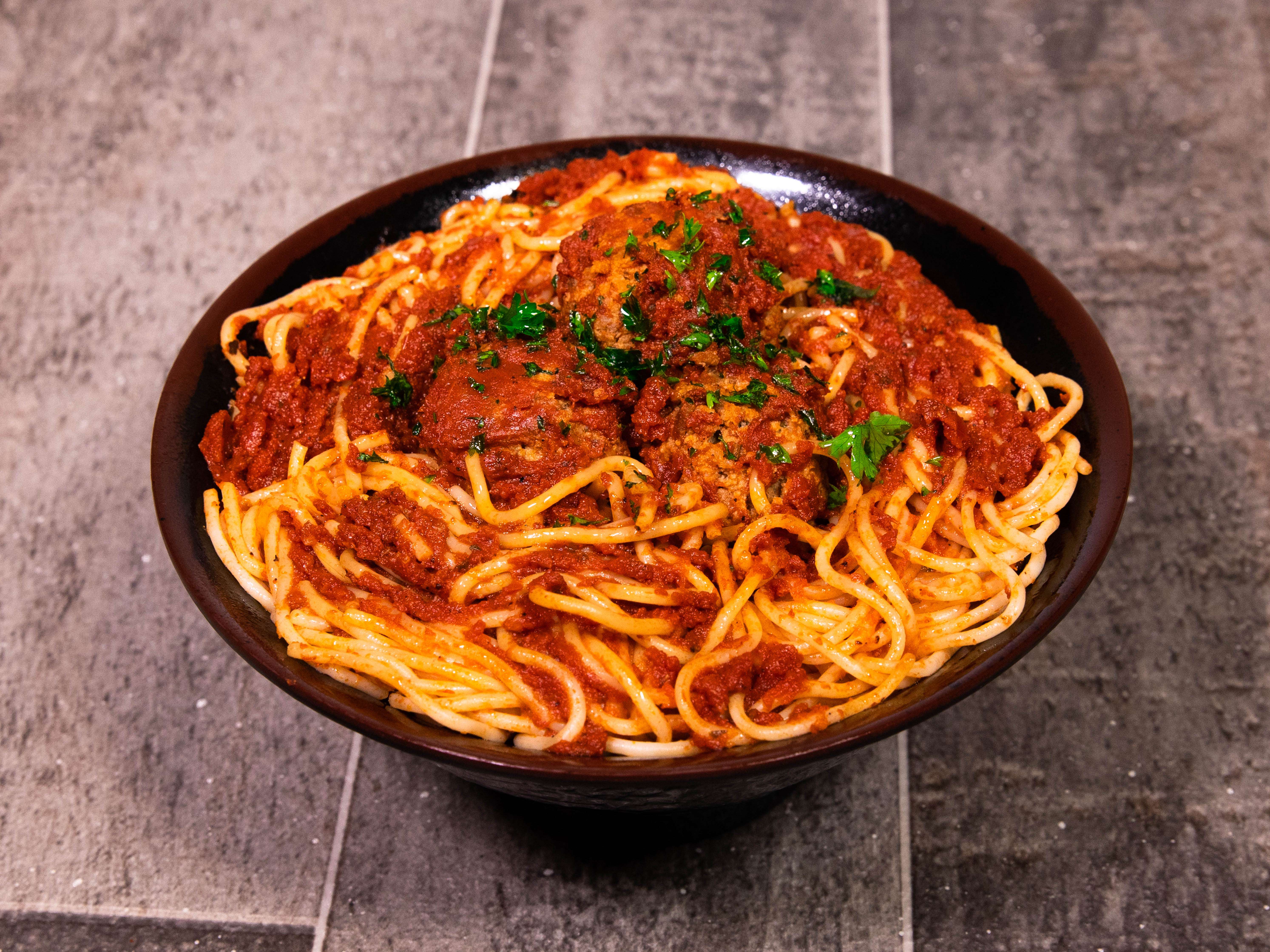 Order Spaghetti with Meat  food online from Besa's Pizza store, Dallas on bringmethat.com
