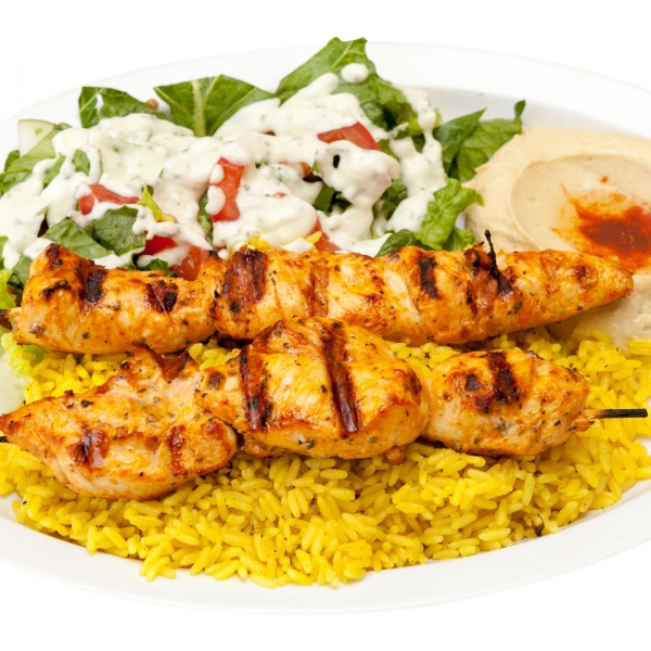 Order 3. Chicken Kabob Plate food online from Green Olive store, Compton on bringmethat.com