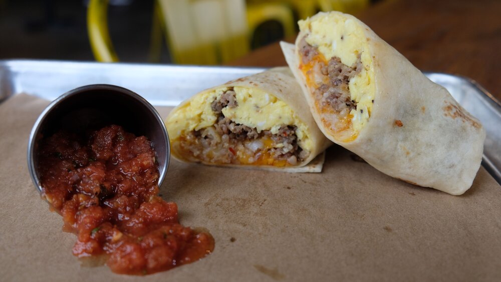 Order Breakfast Sausage Burrito food online from Funky Picnic Brewery & Cafe store, Fort Worth on bringmethat.com