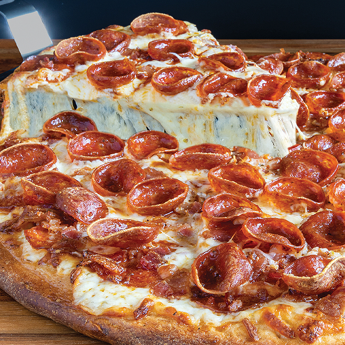 Order Bacon the Double Pepperoni Pizza food online from Noble Roman Craft Pizza & Pub store, Brownsburg on bringmethat.com