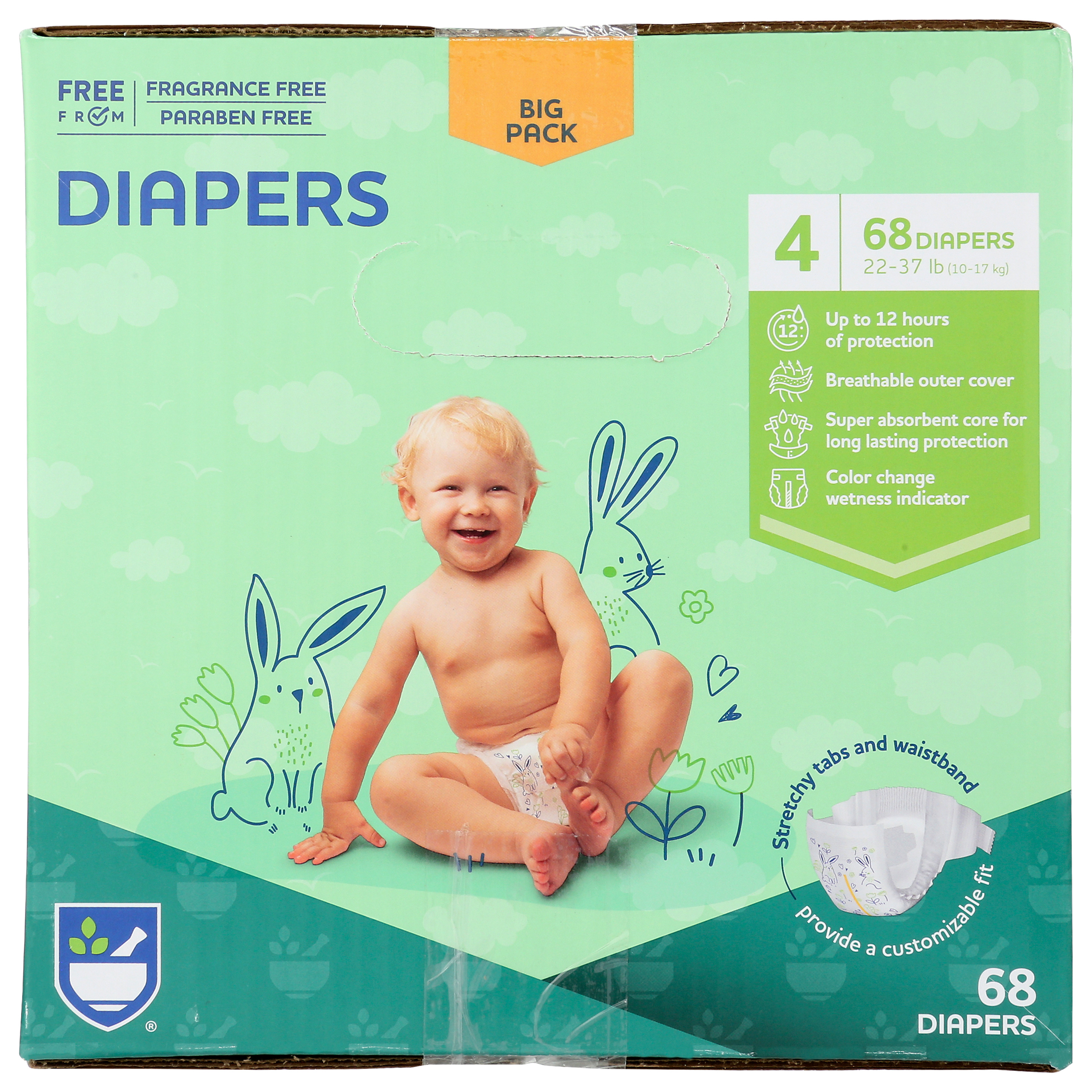 Order Rite Aid Box Diaper - Size 4, 68 ct food online from Rite Aid store, READING on bringmethat.com