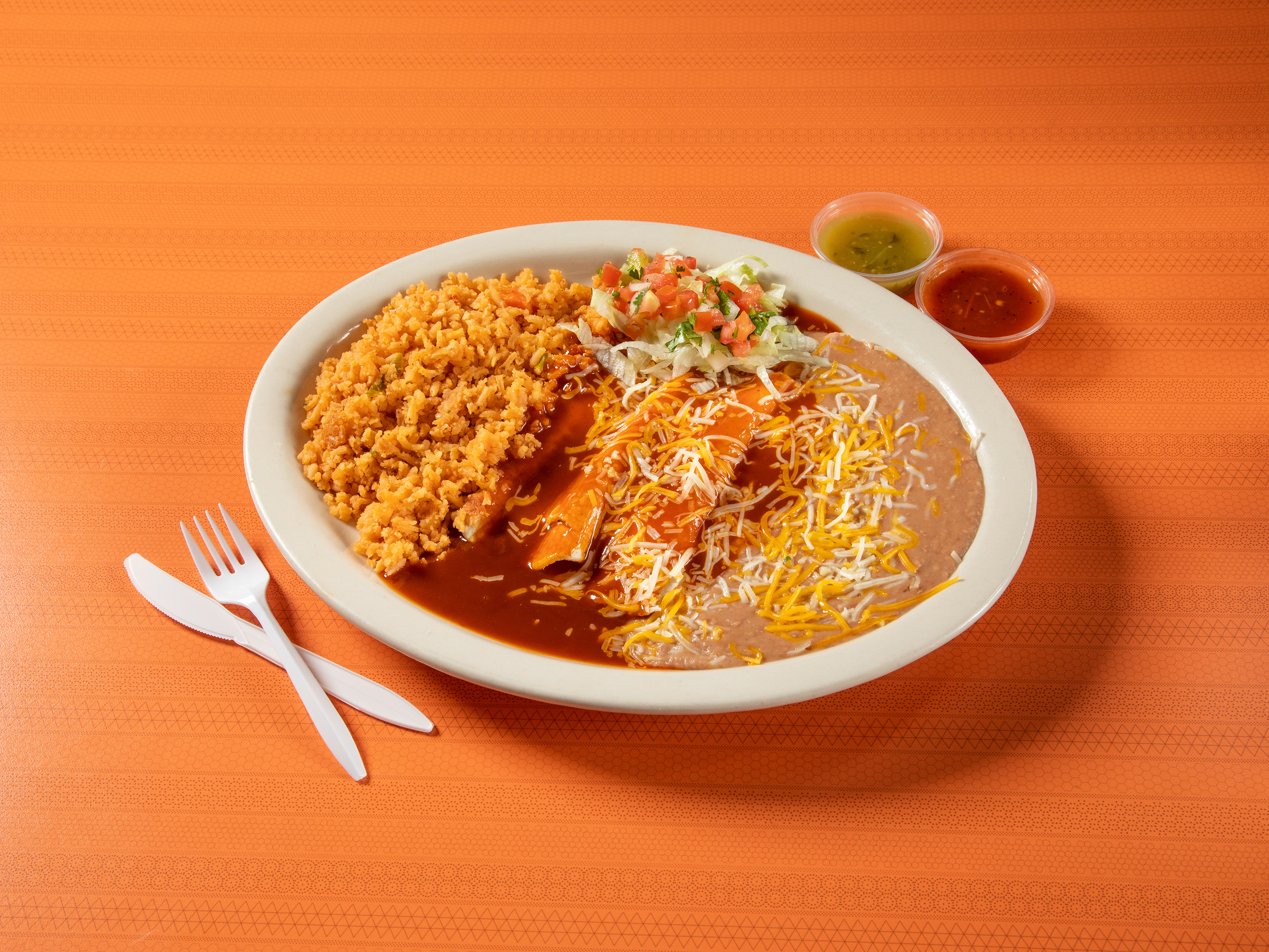 Order 3. 2 Cheese Enchiladas Combo food online from Alberto Mexican Food store, Lake Elsinore on bringmethat.com