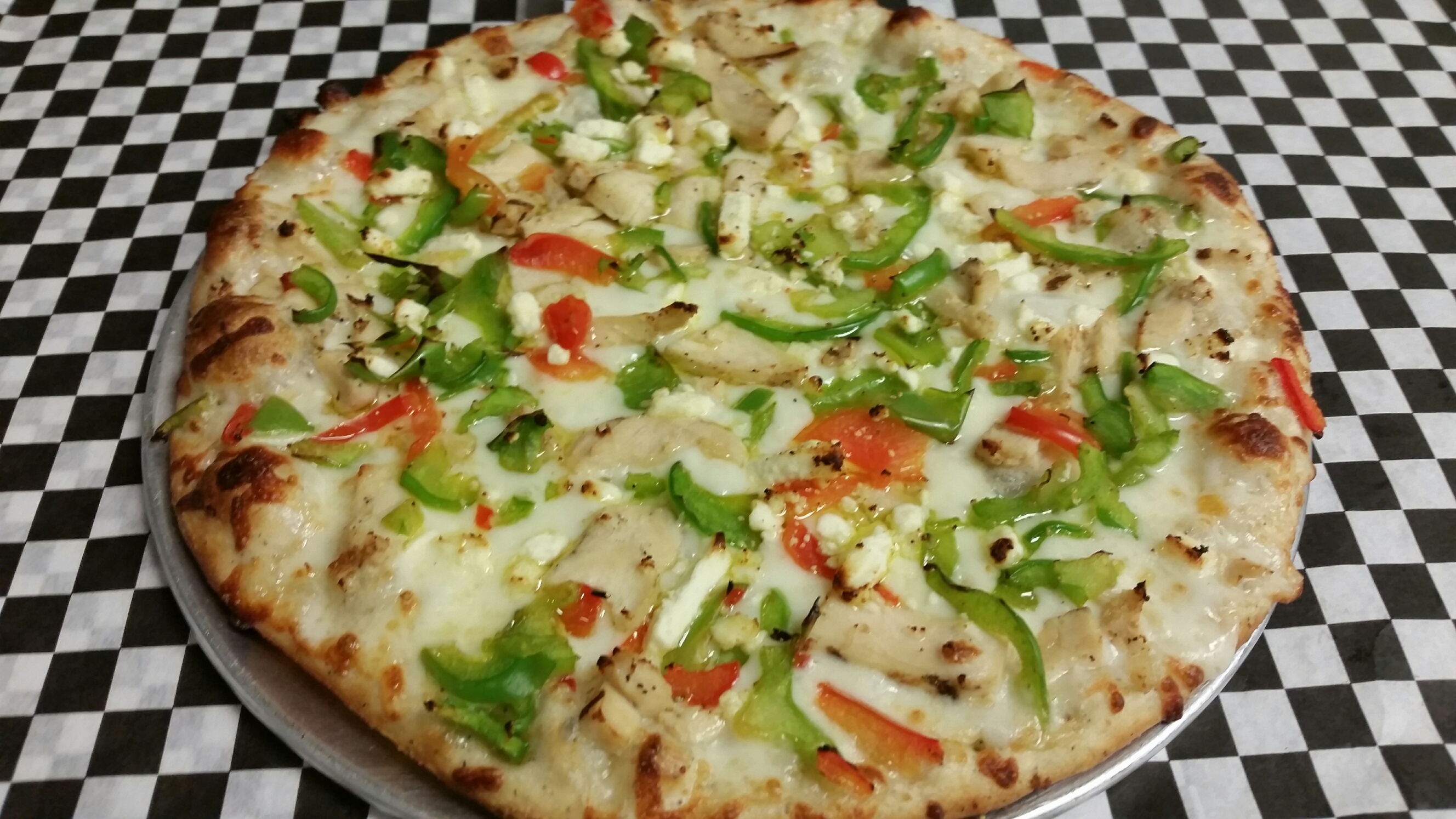 Order Greek Chicken Pizza food online from Pizanos Pizza store, Reno on bringmethat.com