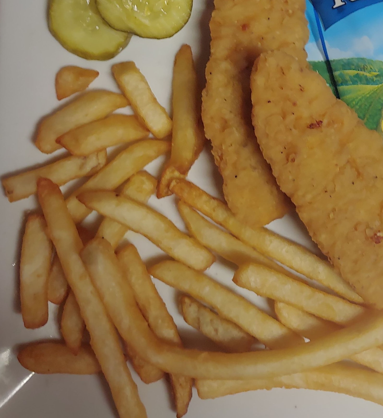 Order Kid's 2 Piece Chicken Strips with Fries food online from Ballyhoos store, Merrill on bringmethat.com