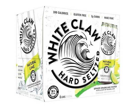 Order White Claw Natural Lime, 6pk-12oz can hard seltzer (5.0% ABV) food online from Pit Stop Liquor Mart store, El Monte on bringmethat.com