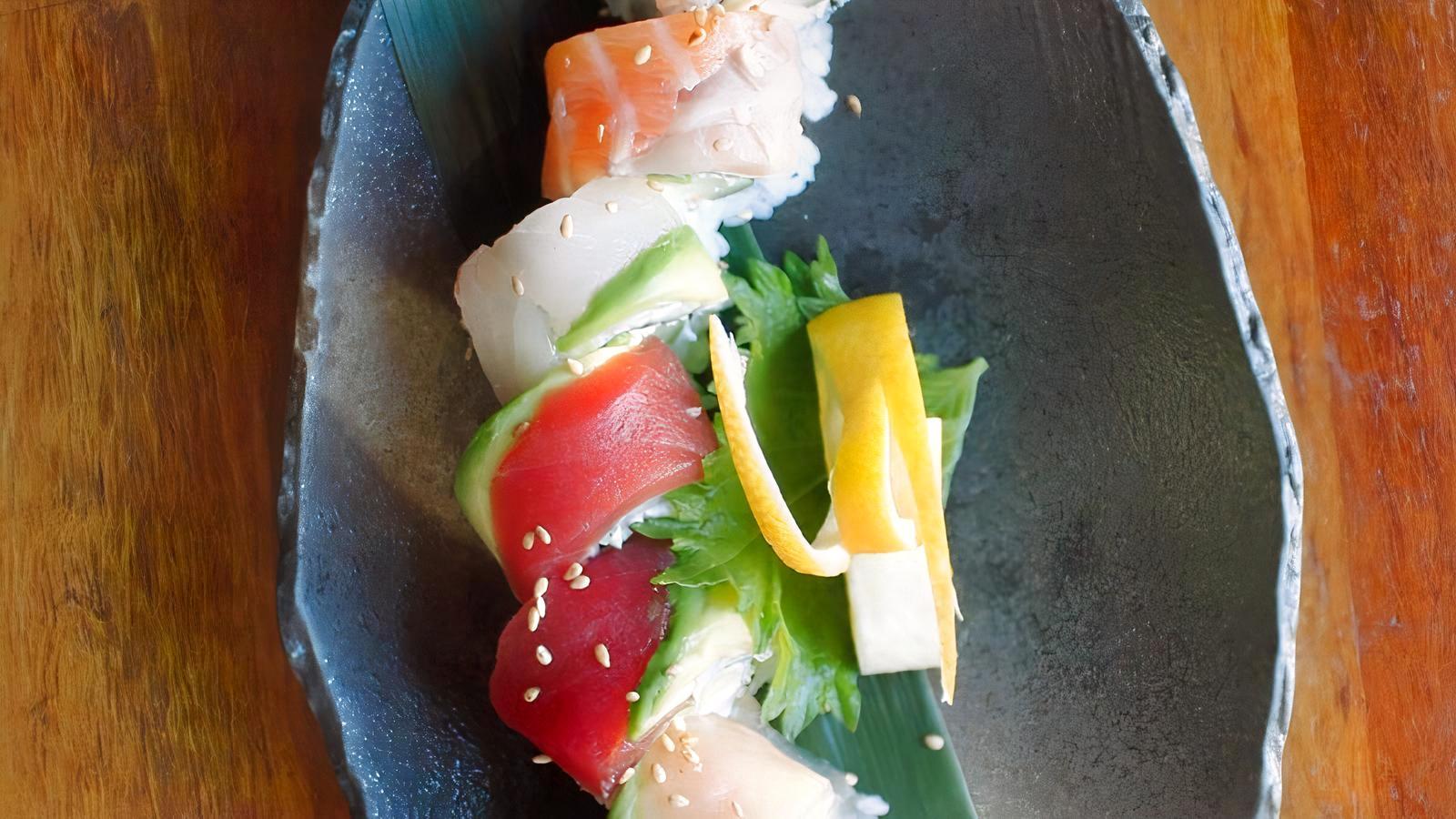 Order Rainbow Roll food online from Hapa Sushi Grill and Sake Bar Lodo store, Denver on bringmethat.com