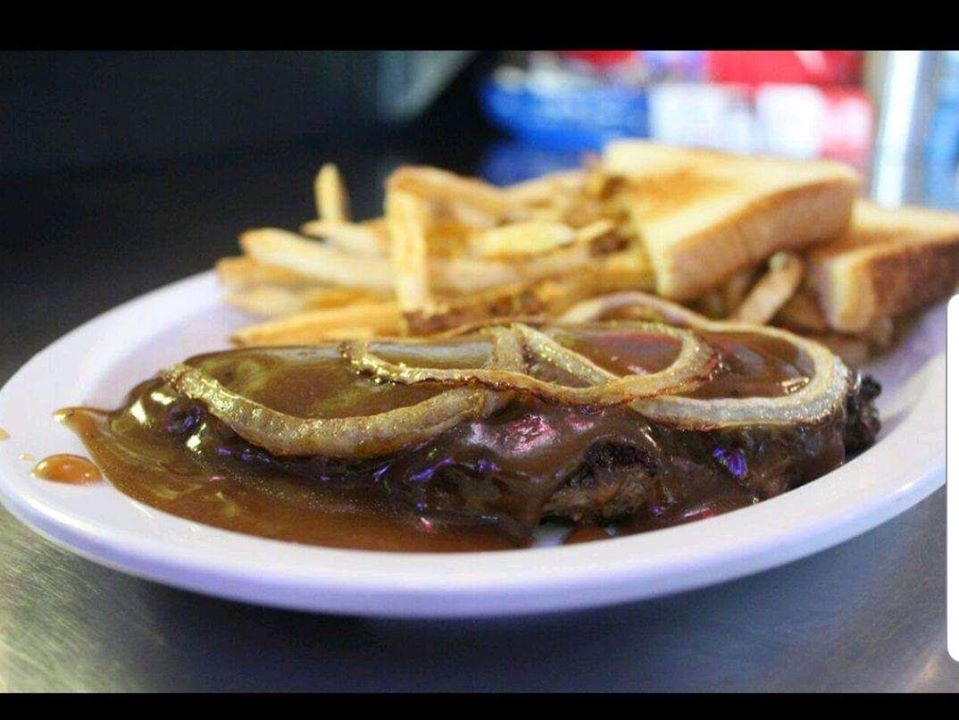 Order Hamburger Steak food online from The Handle Bar and Grill store, Amarillo on bringmethat.com