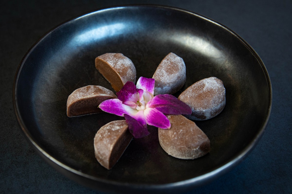 Order MOCHI ICE CREAM - CHOCOLATE (GF) (V) food online from Blue Sushi Sake Grill store, Lincoln on bringmethat.com