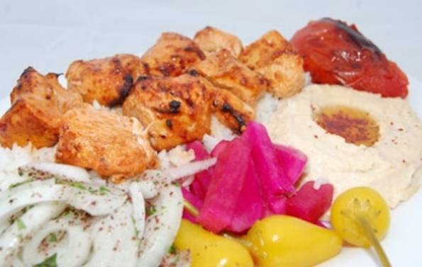 Order Chicken Kebob Plate food online from Mashawi Grill store, Redondo Beach on bringmethat.com