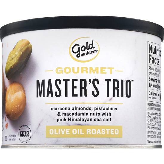 Order Gold Emblem Gourmet Master's Trio Mixed Nuts, Olive Oil Roasted, 8 OZ food online from Cvs store, LAKEWOOD on bringmethat.com