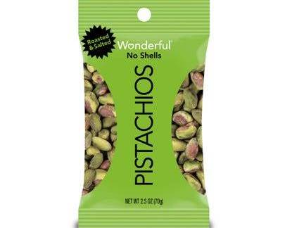 Order Wonderful Pistachios Shelled and Roasted (2.5 oz) food online from Shell store, Gaithersburg on bringmethat.com