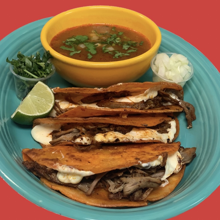 Order Quesabirria tacos food online from El Rodeo store, Lemoyne on bringmethat.com