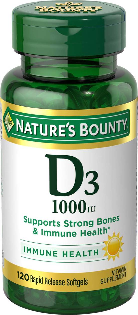 Order Natures Bounty D3 Rapid Release Softgels 1000IU (120 ct) food online from Rite Aid store, Palm Desert on bringmethat.com