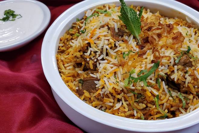 Order Goat Biryani (New Arrival) food online from Melange Indo-Chinese Cuisine store, Parsippany-Troy Hills on bringmethat.com
