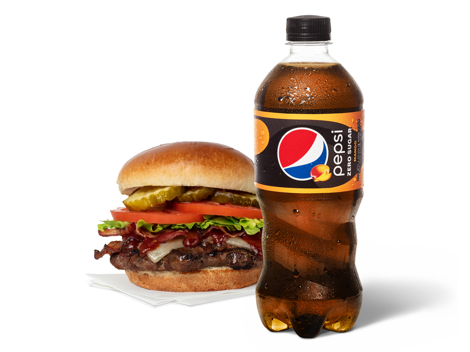Order Classic Burger & Pepsi Zero Mango food online from Pep Place store, Yuma on bringmethat.com