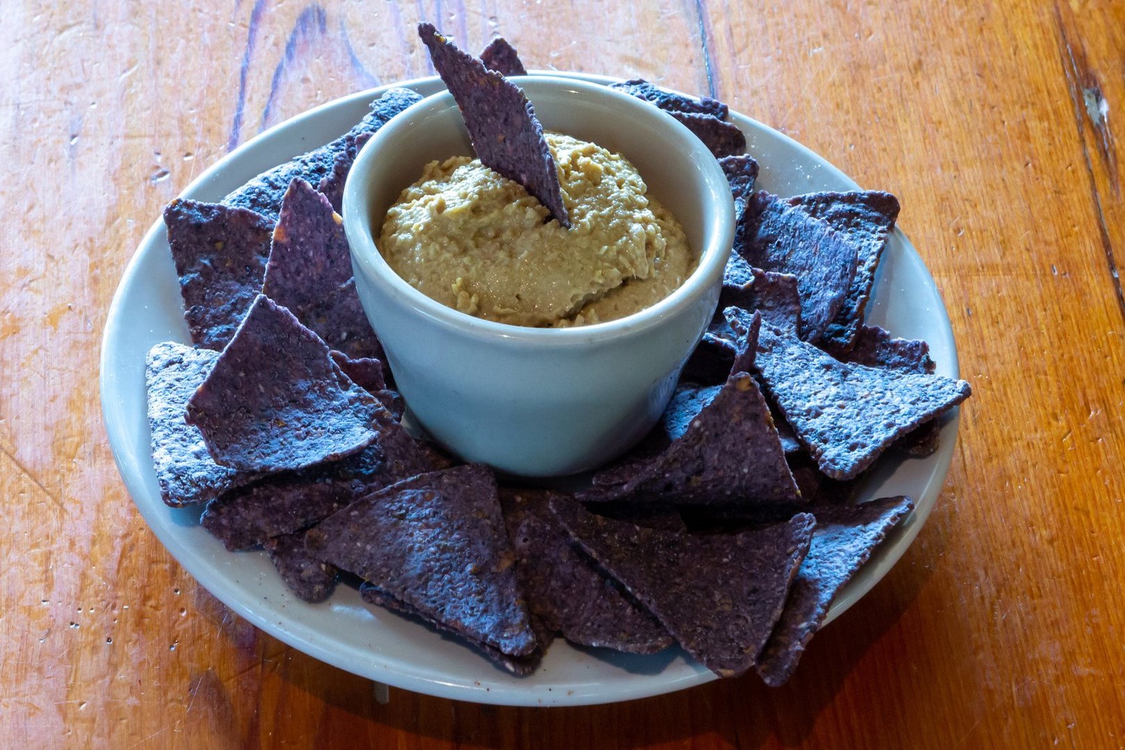 Order Hummus ＆ Blue Corn Chips food online from A Moveable Feast store, Houston on bringmethat.com