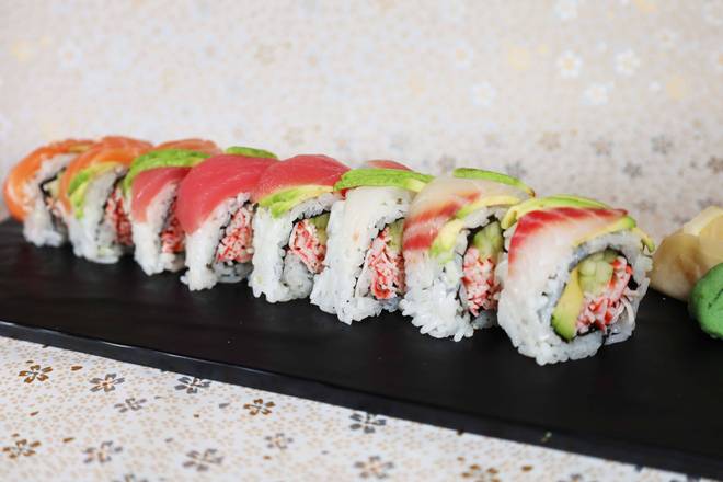 Order Rainbow Roll(8 Pc) food online from Hibachi Express store, New Rochelle on bringmethat.com