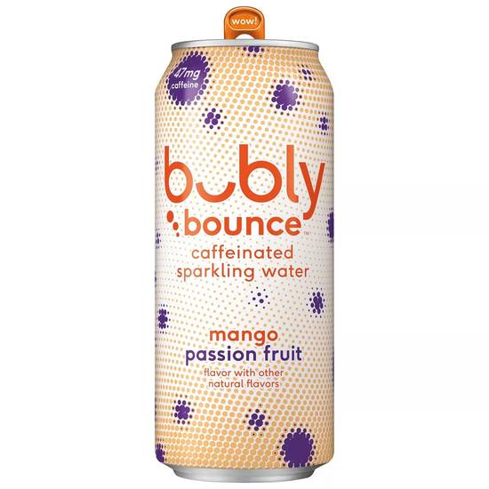 Order Bubly Bounce Caffeinated Sparkling Water Mango Passion Fruit Can (16 oz) food online from Rite Aid store, Medina on bringmethat.com