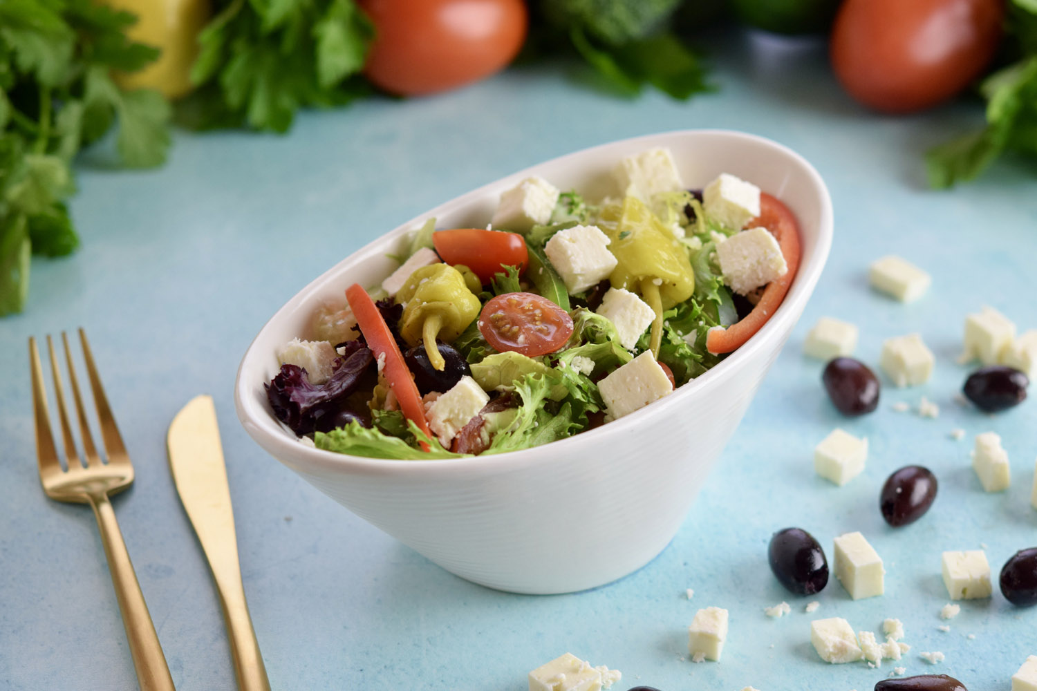 Order Greek Salad food online from Andalous Mediterranean Buffet store, Richardson on bringmethat.com