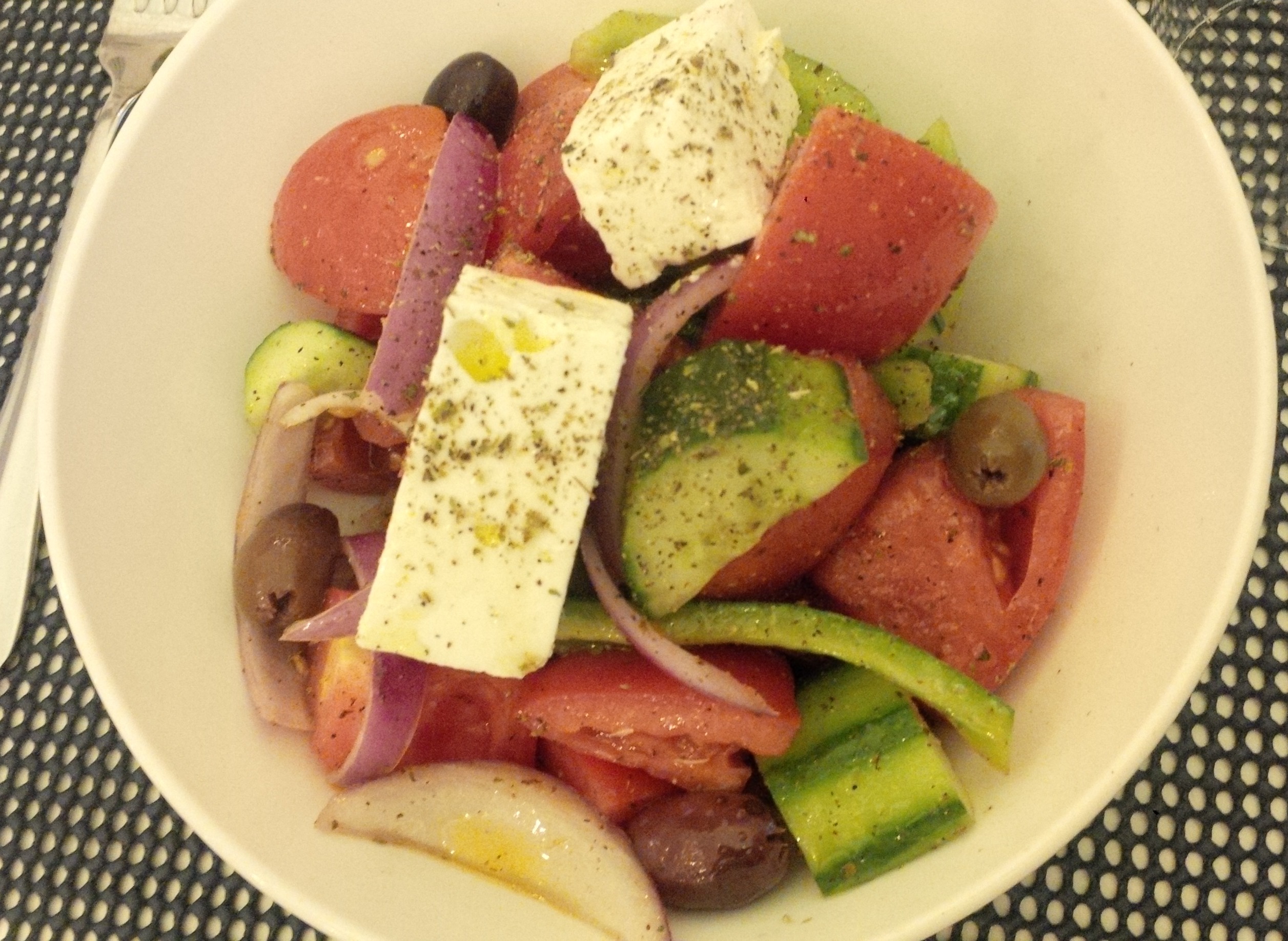 Order Horiatiki Salad food online from Mykonos Bleu store, New York on bringmethat.com