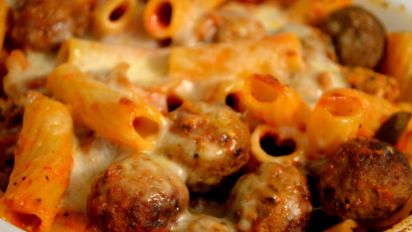 Order Baked Ziti with Meatballs food online from Scala Pizza store, Mount Vernon on bringmethat.com