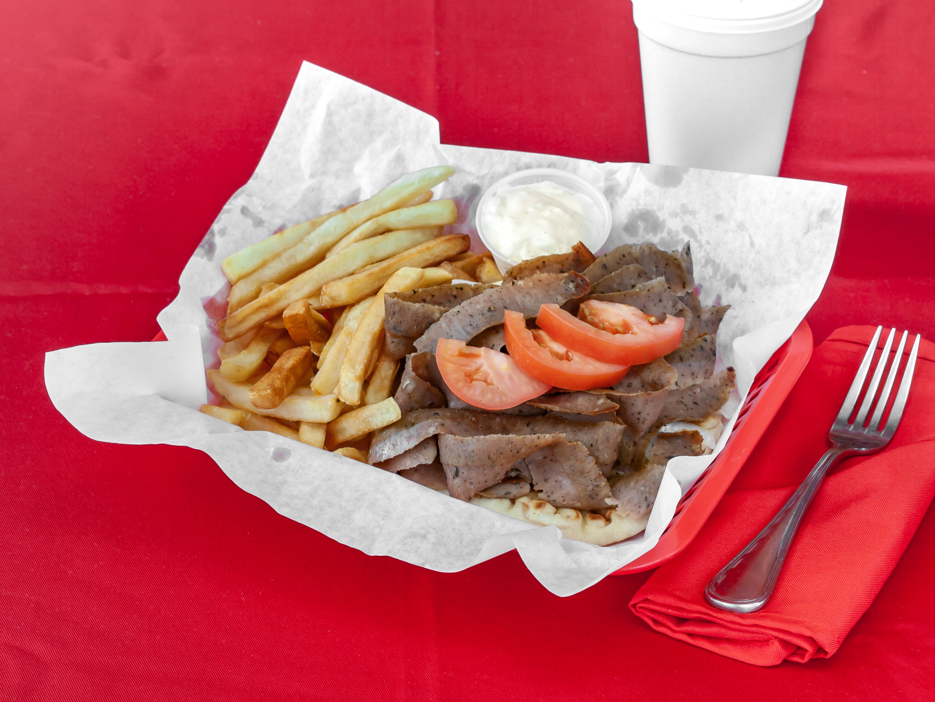 Order 3. Gyro Sandwich with Fries and Pop food online from Munchies gyros & pizza store, Chicago on bringmethat.com