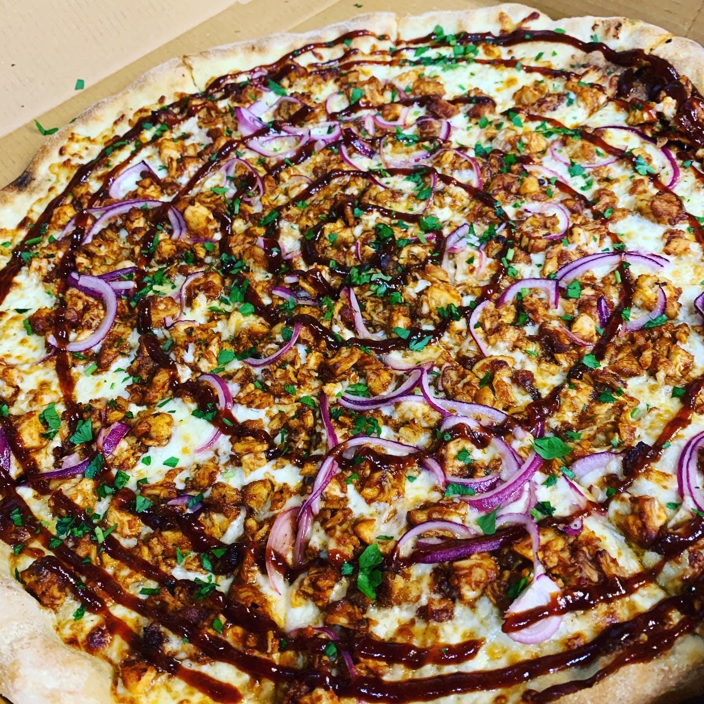 Order BBQ Chicken Pizza - Med14'' feeds 2 food online from Pizza By Rocco store, Natick on bringmethat.com